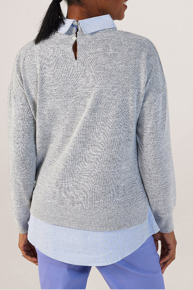 Ex Denim & Co. Jumper & Shirt 2 in 1 in Grey