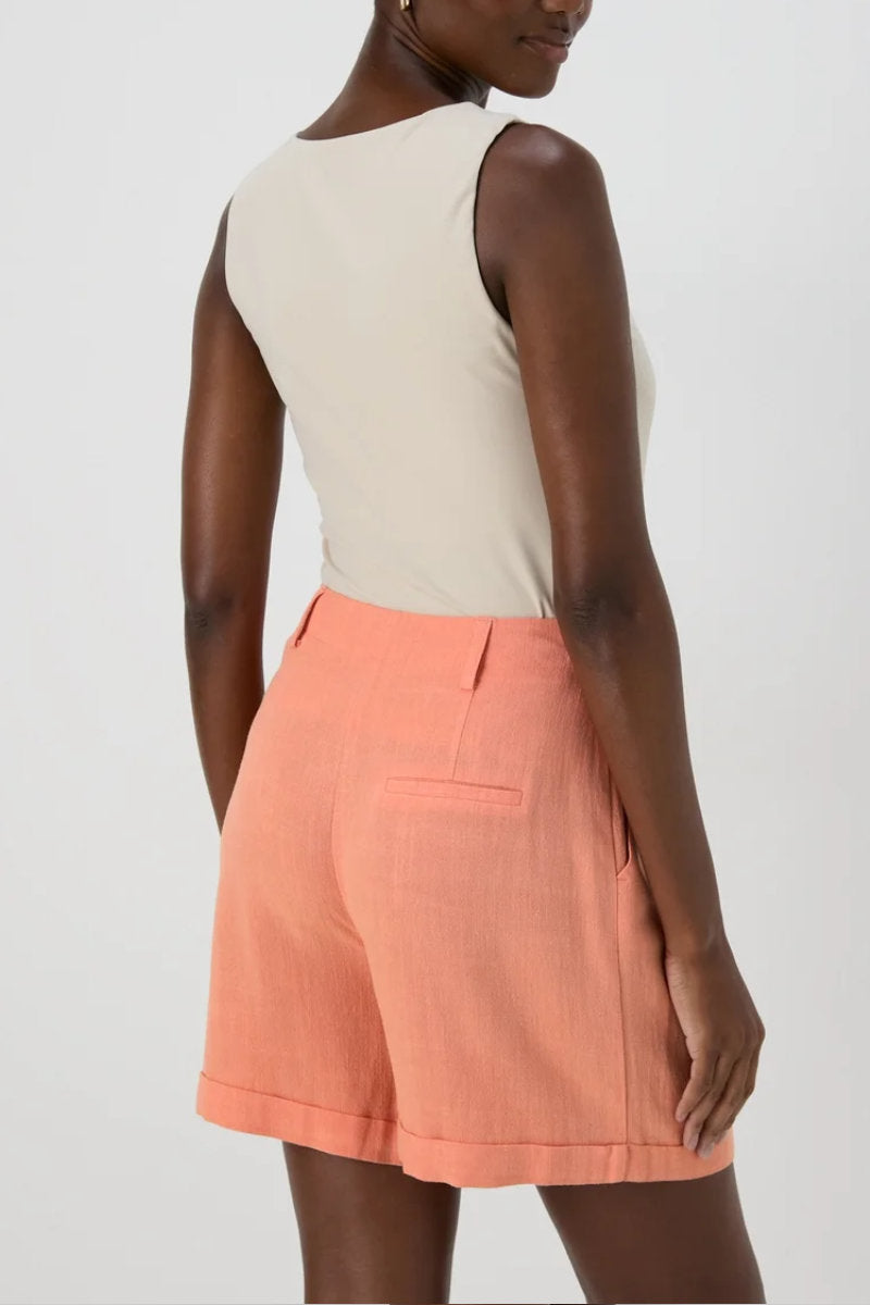 Famous Store Linen Shorts in Coral