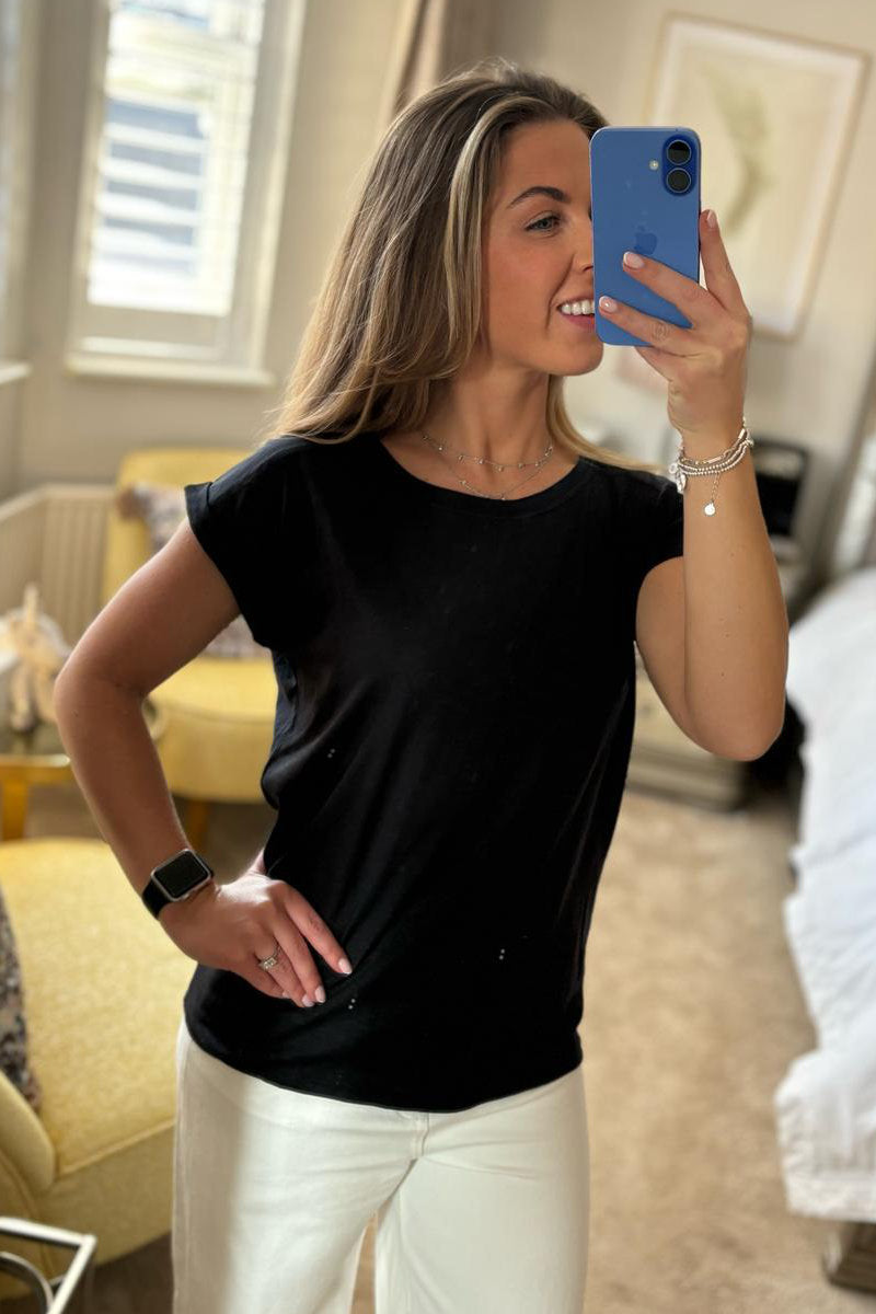 Ex M&Co Black Cap Sleeve T-Shirt