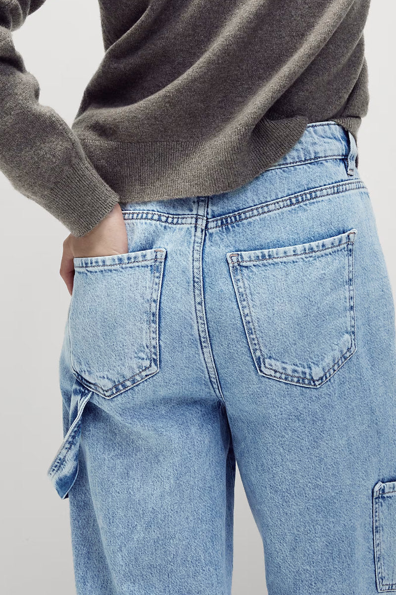 Ex M&S Relaxed High Waisted Carpenter Wide Leg Jeans