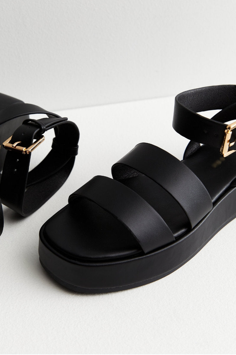 Ex Famous Store Black Gladiator Sandals