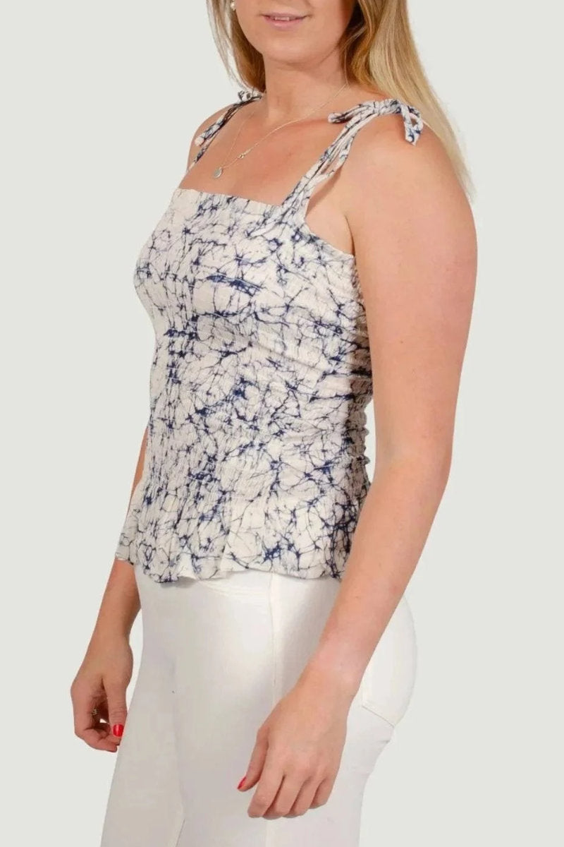 Oasis Shirred Bandeau Tie Shoulder Top