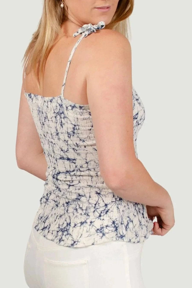 Oasis Shirred Bandeau Tie Shoulder Top