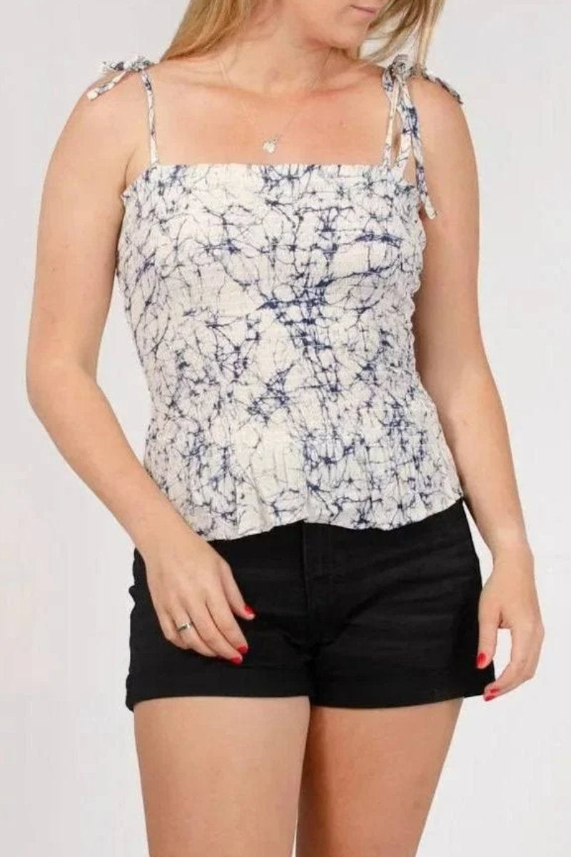 Oasis Shirred Bandeau Tie Shoulder Top