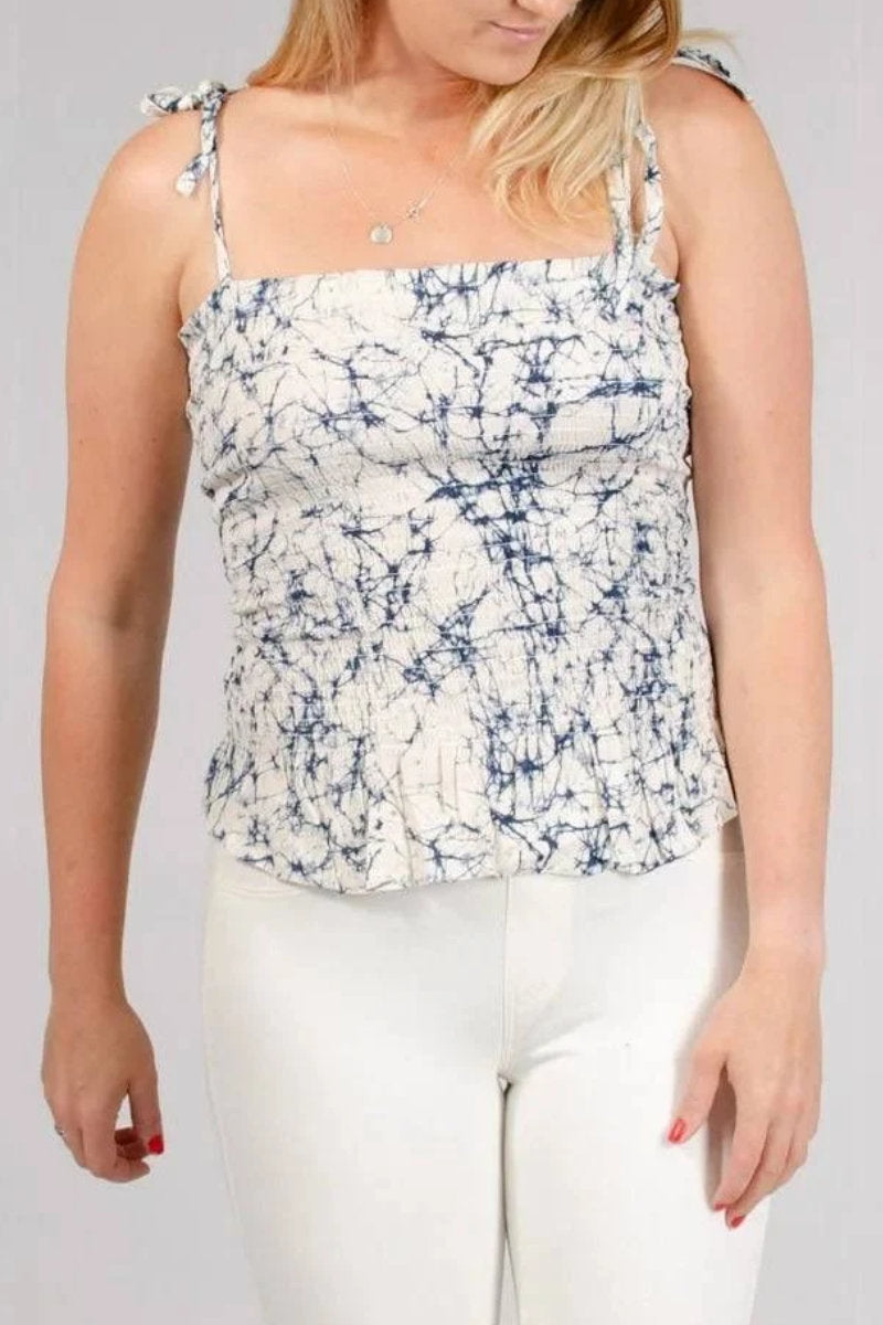 Oasis Shirred Bandeau Tie Shoulder Top