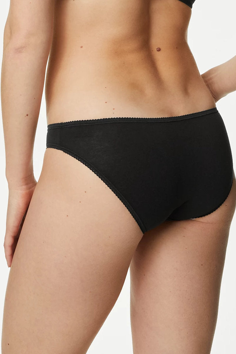 Famous Store Collection 5pk Cotton Lycra Bikini Knickers in Black