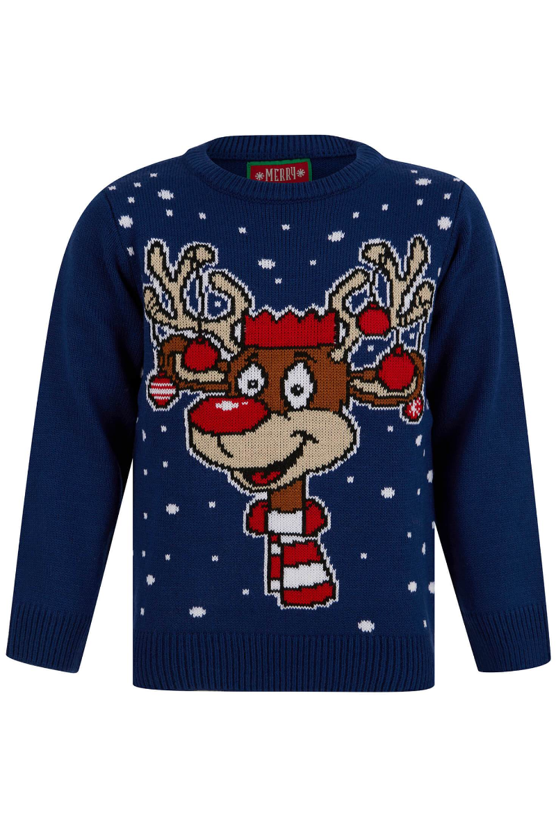 Rudolph the Reindeer Christmas Jumper in Navy