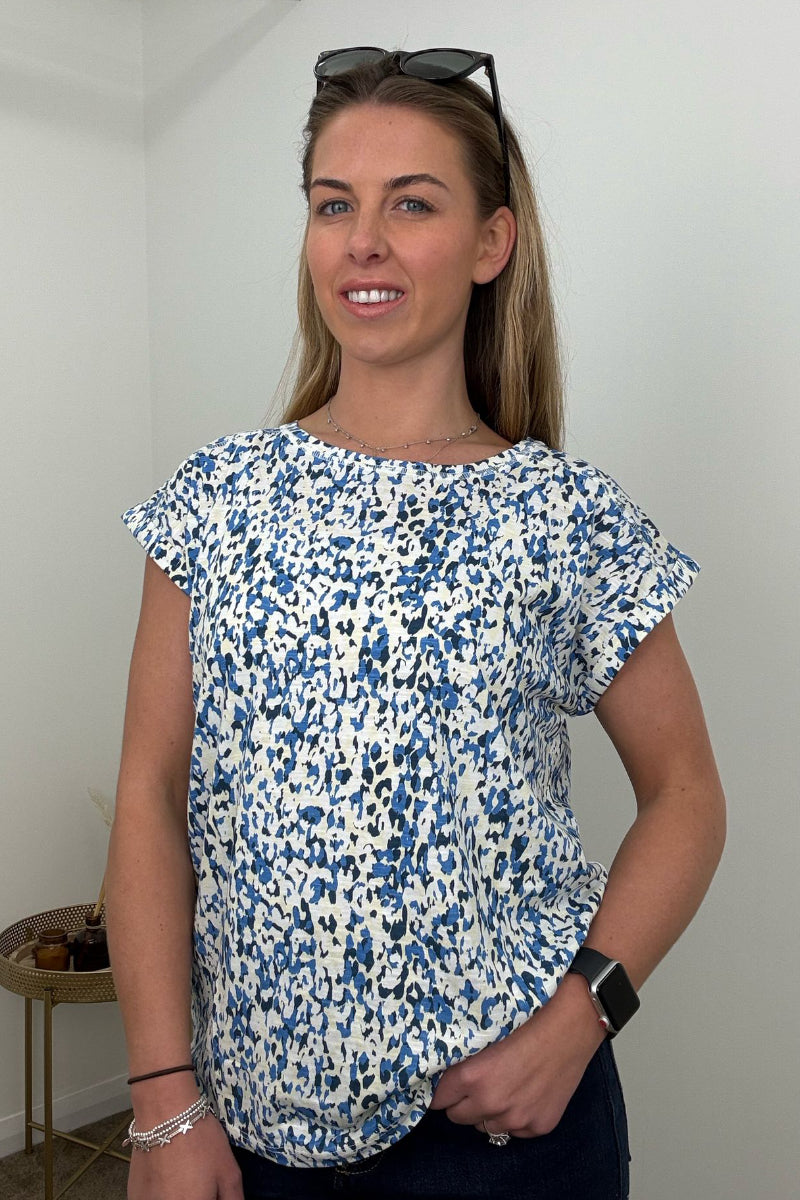 Ex M&CO Blue Splash Print Top