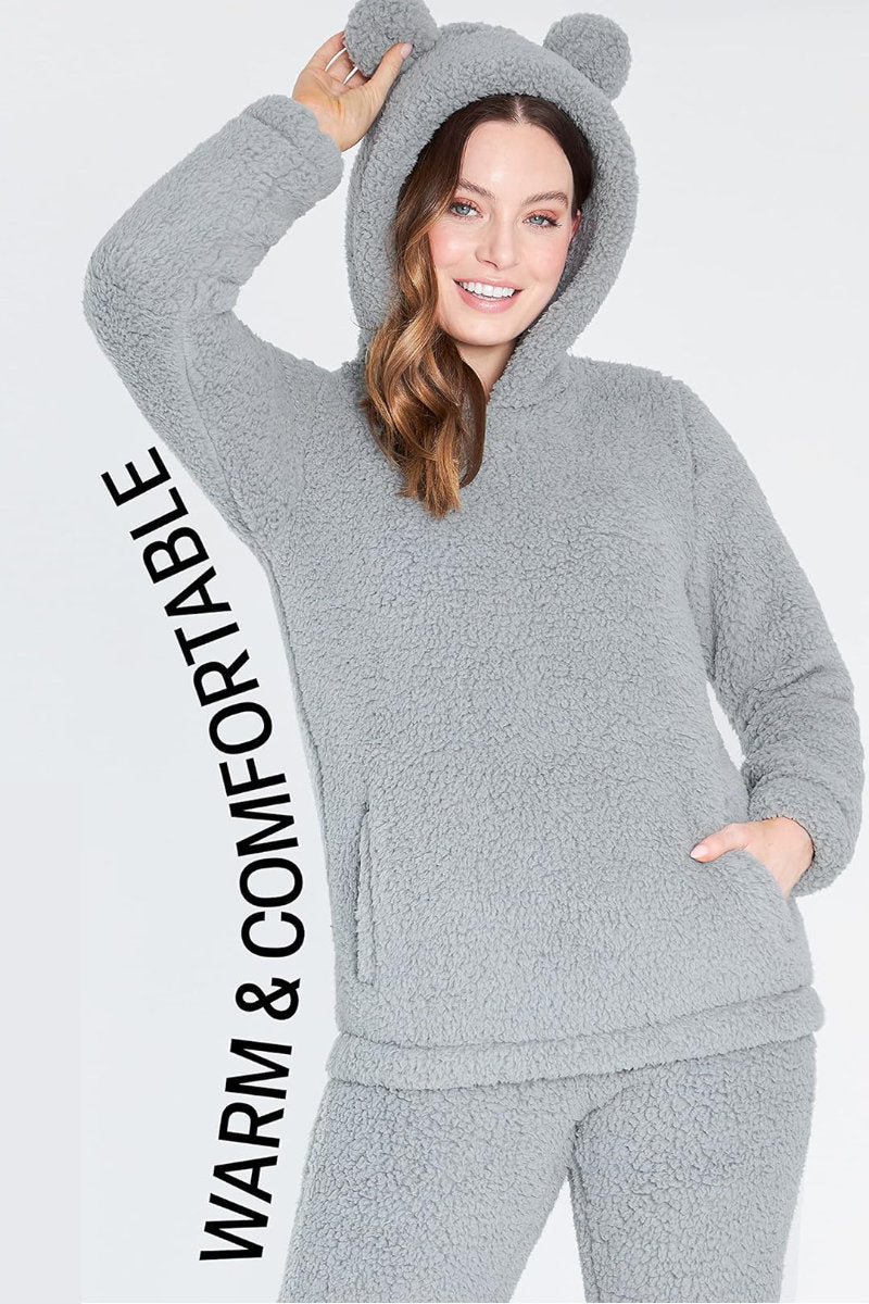 Ladies CityComfort 2-Piece Teddy Fleece Pyjama Set Grey