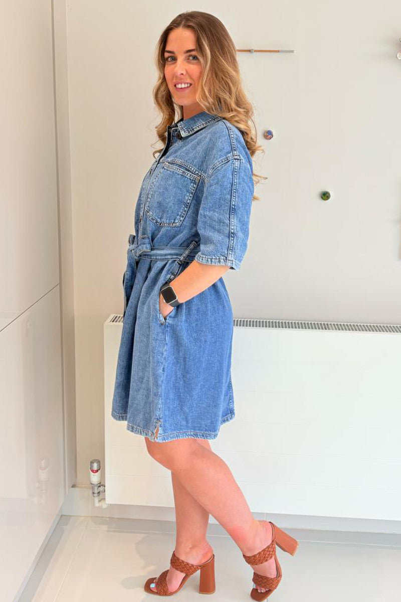 Ex TU Denim Wash Denim Oversized Shirt Dress