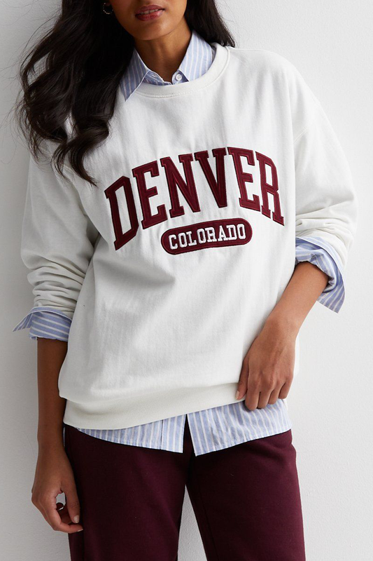 Ex New Look Denver Colorado Cream Sweatshirt