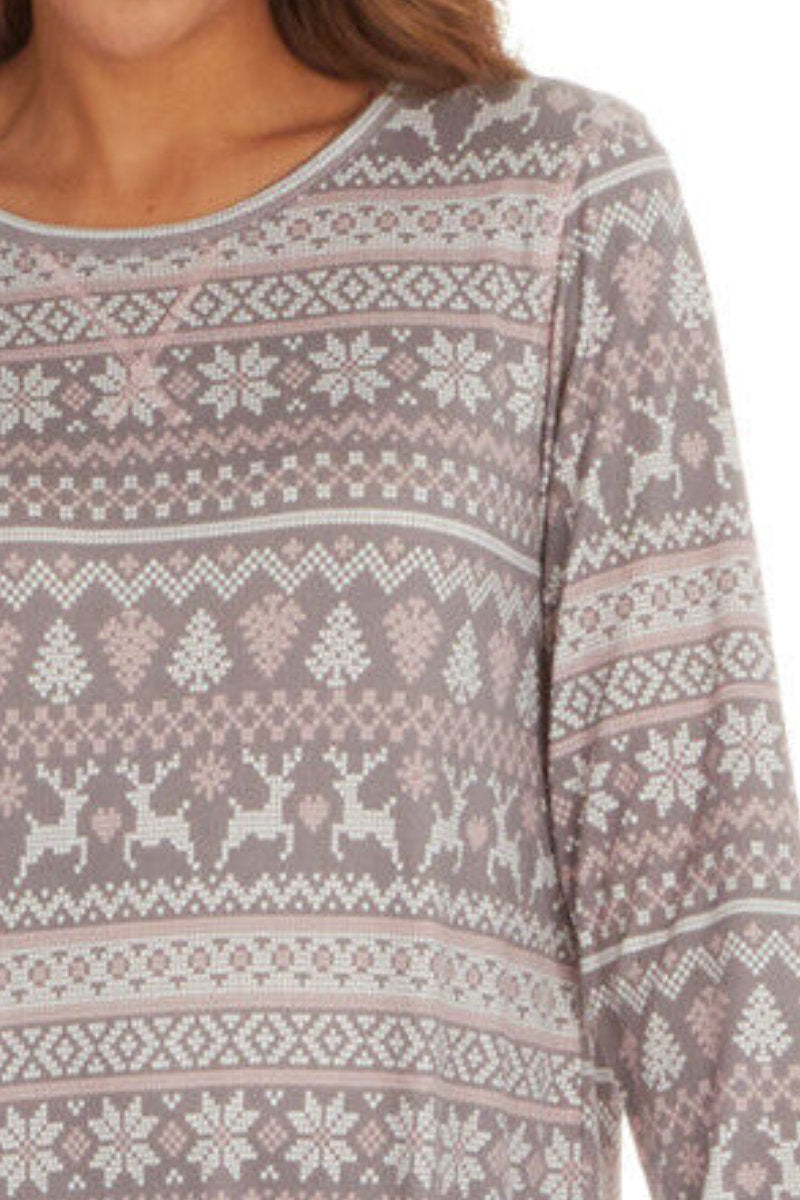 Ladies Grey Dear Fairisle Sleepshirt