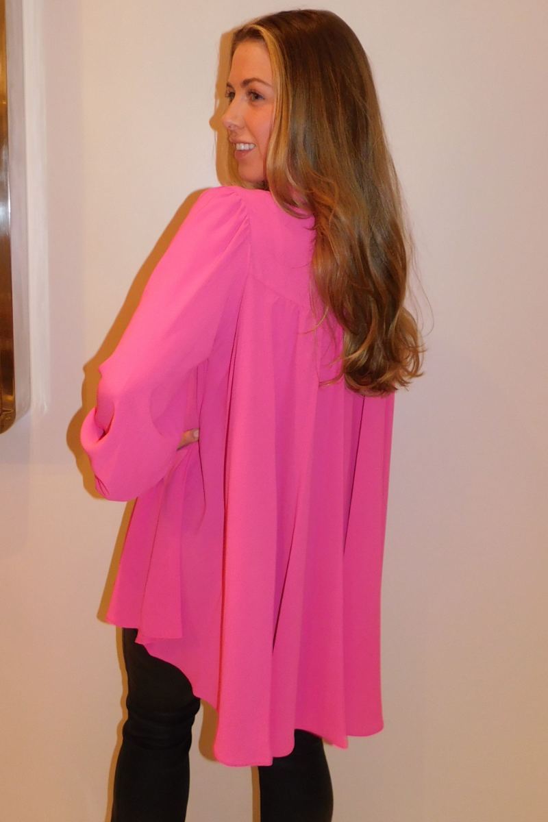 Tie Neck Fuchsia Blouse