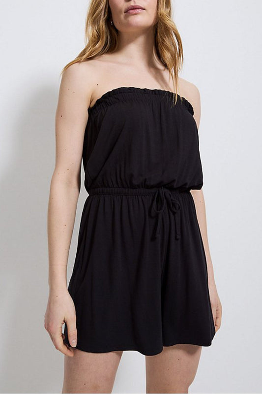 Supermarket Label Black Bandeau Jersey Playsuit