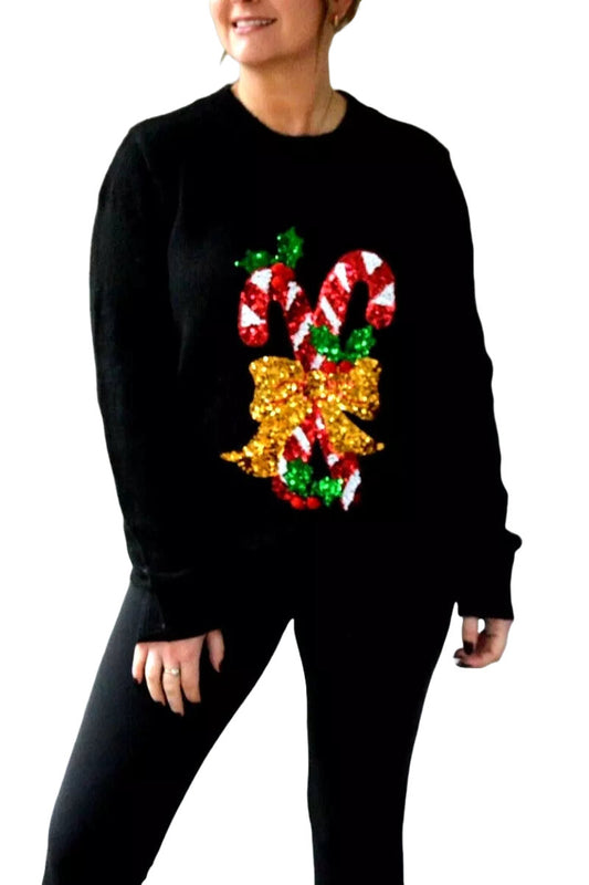 Ex-George Black Sequin Light Up Christmas Jumper