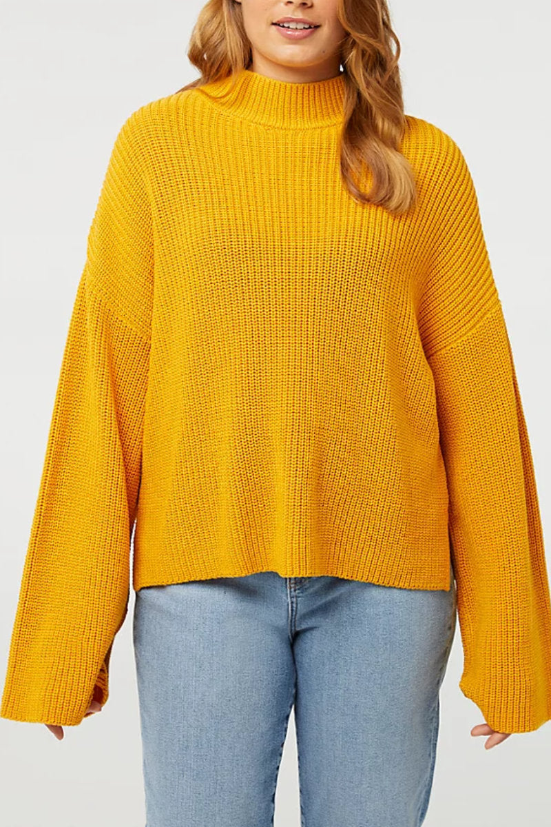 Supermarket Label Flare Knit Jumper Yellow