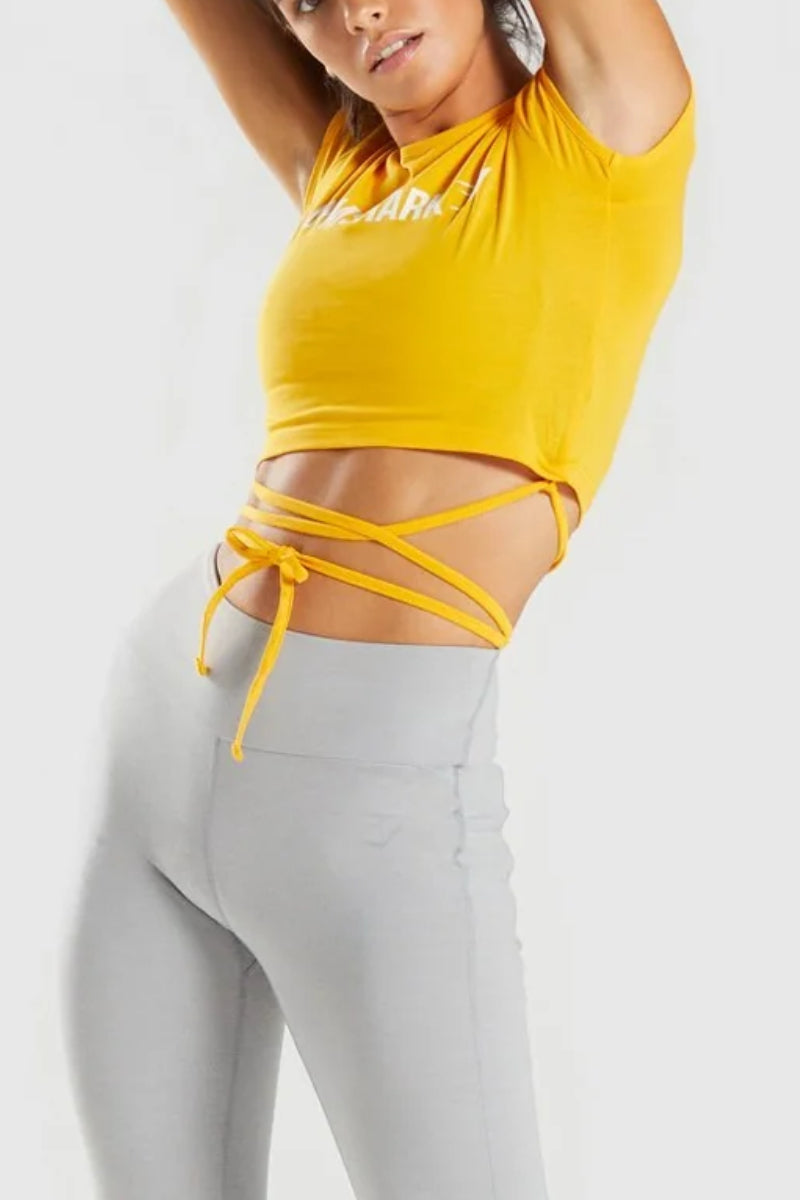 Gymshark Ribbon Capped Sleeve Crop Top Citrus Yellow
