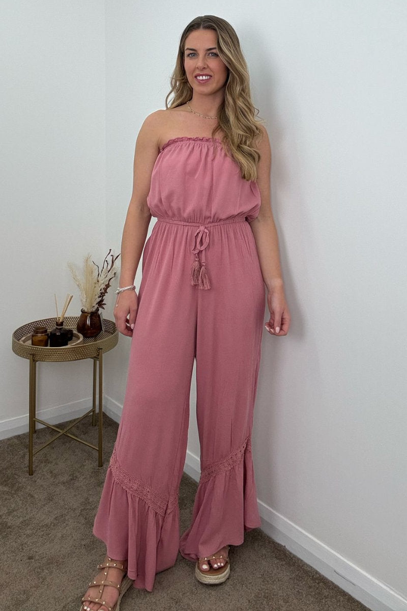 Rose Strapless Wide Leg Jumpsuit
