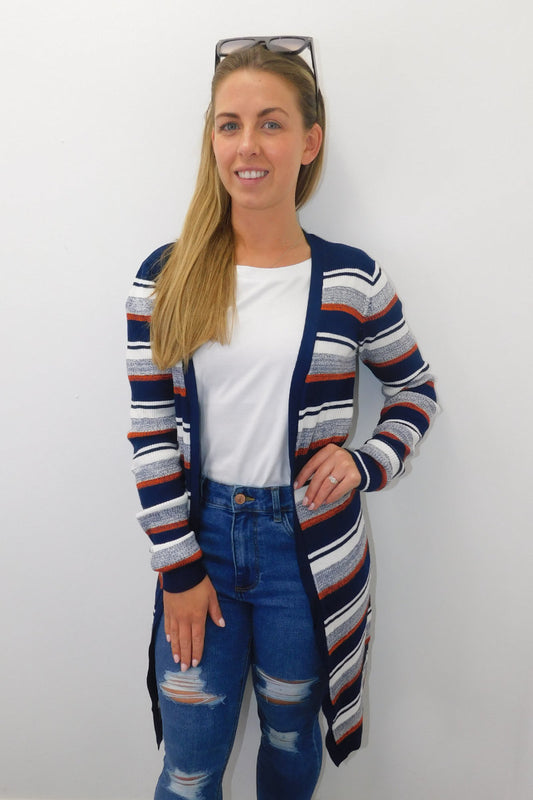 Ex-Matalan Navy Striped Cardigan