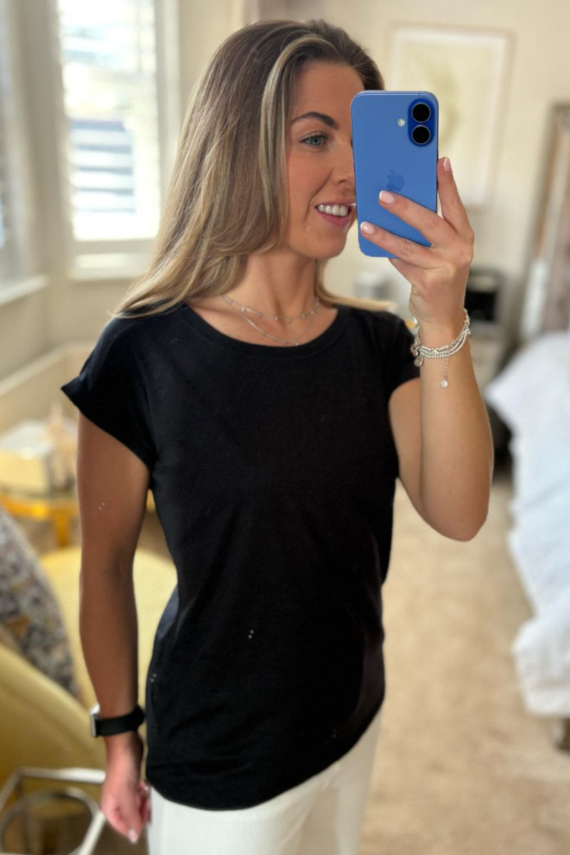 Ex M&Co Black Cap Sleeve T-Shirt