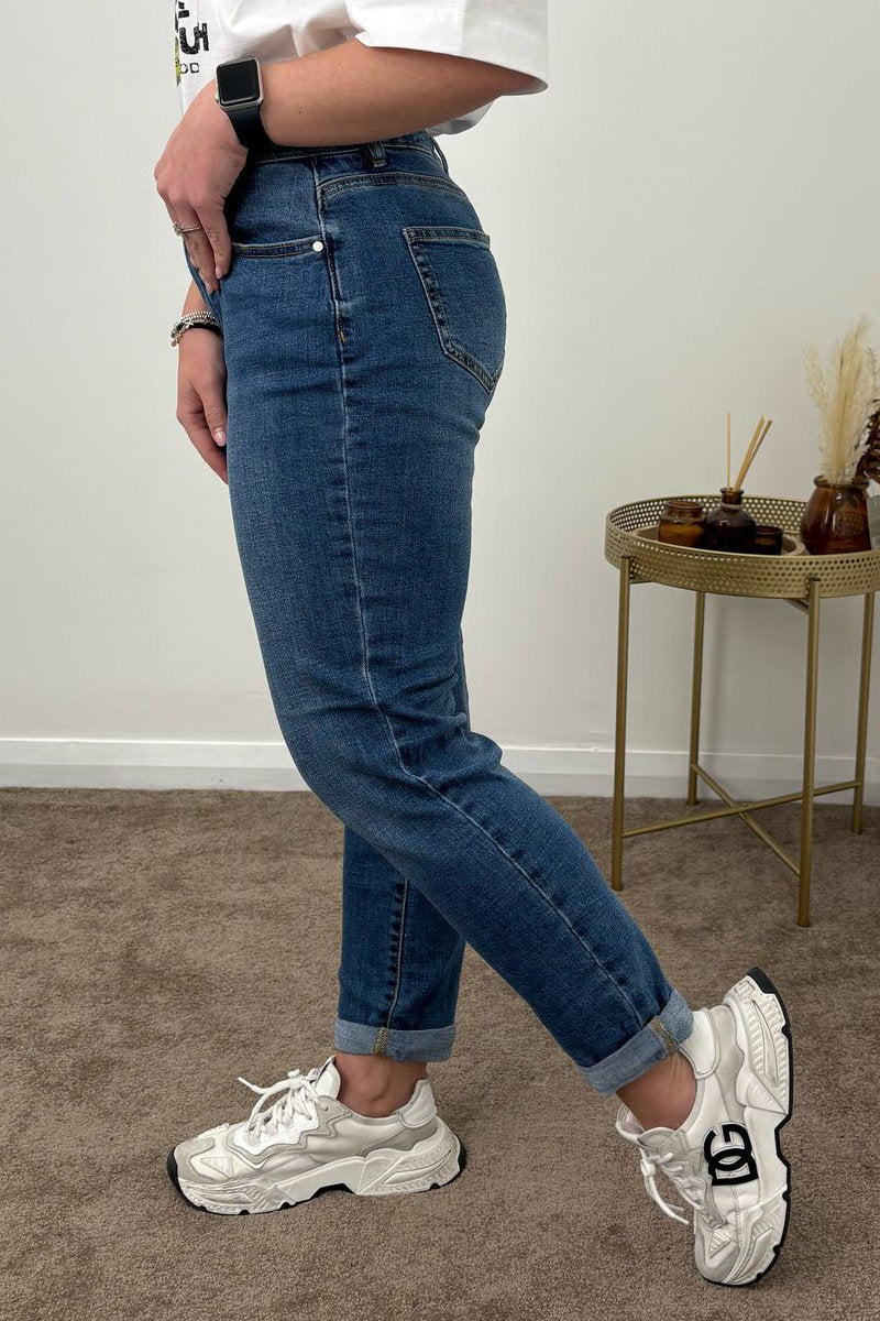 Ex M&Co Boyfriend Petite Jeans Denim Blue