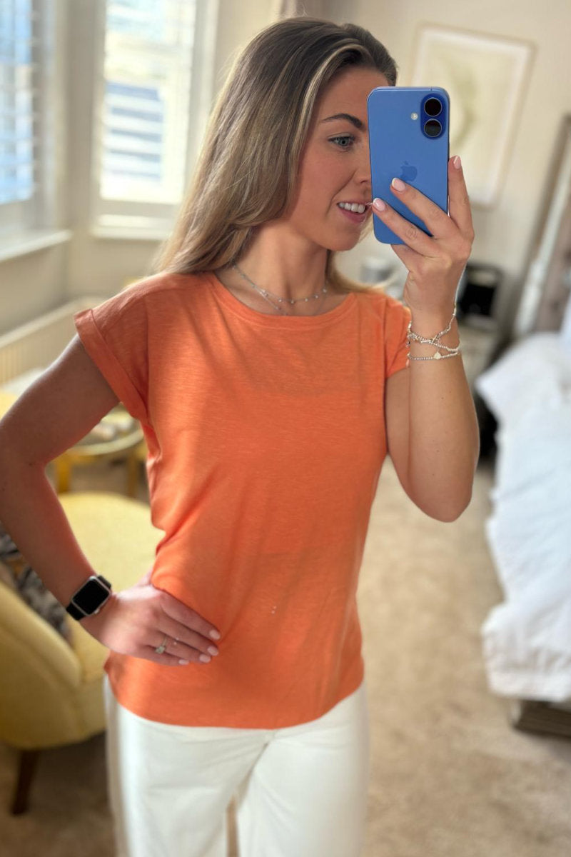 Ex M&Co Orange Cap Sleeve T-Shirt