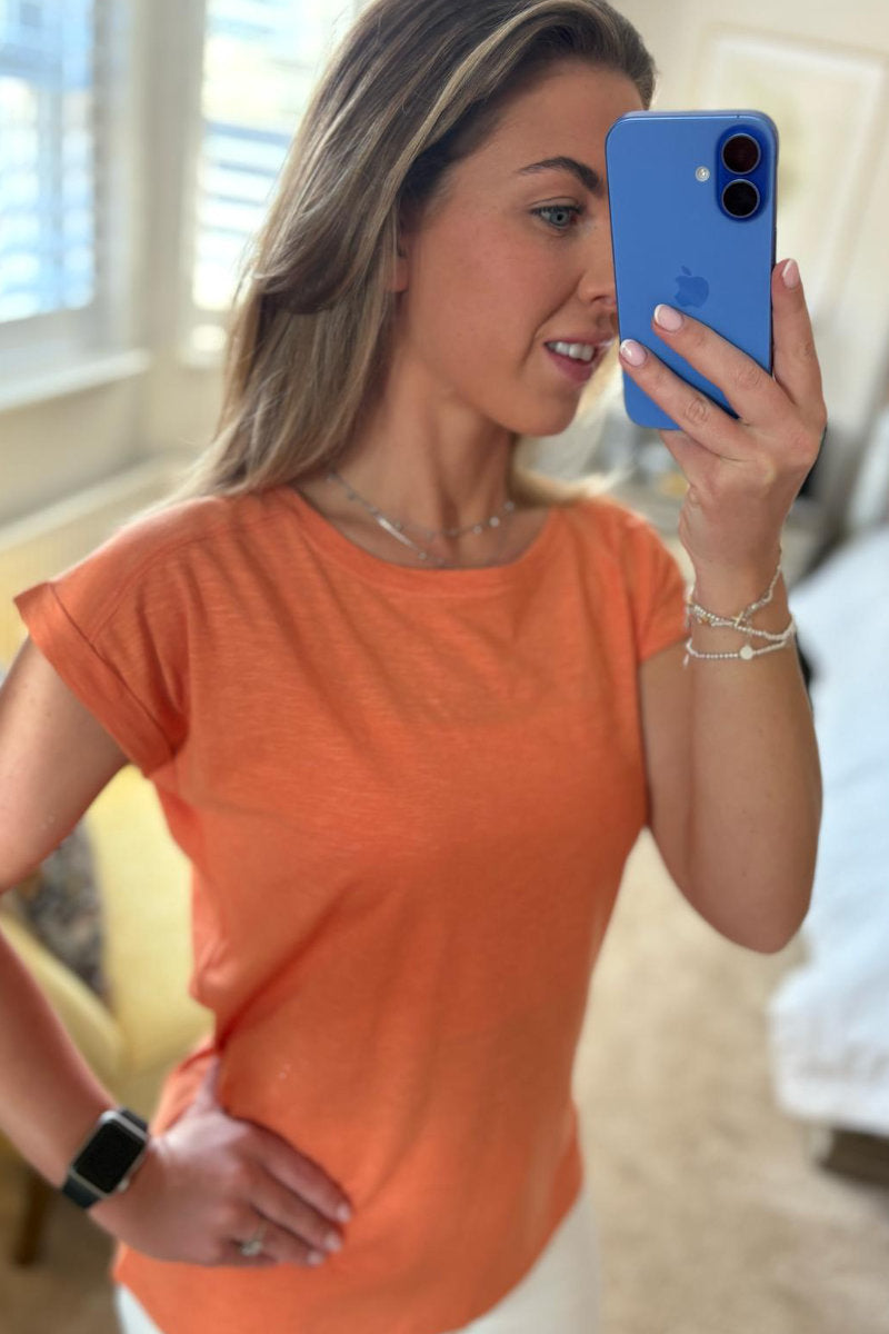 Ex M&Co Orange Cap Sleeve T-Shirt