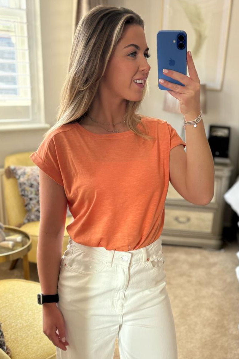 Ex M&Co Orange Cap Sleeve T-Shirt