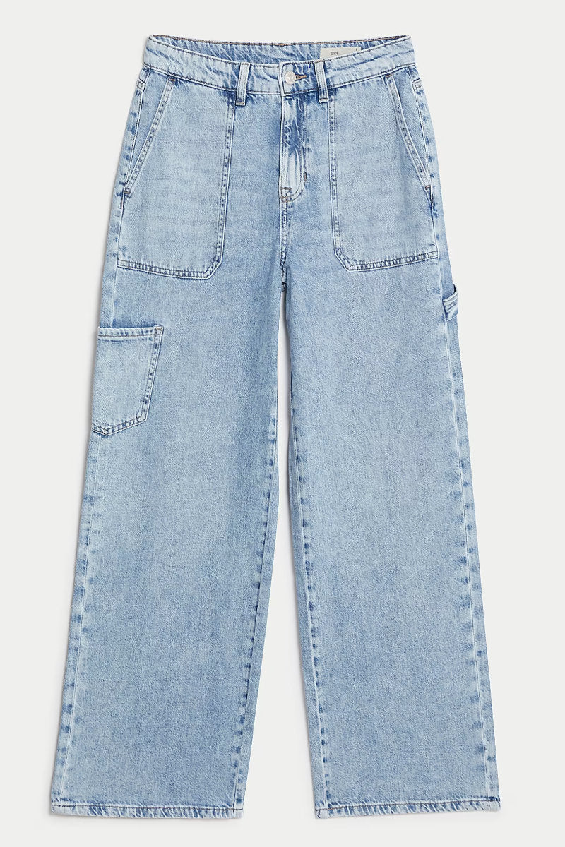 Ex M&S Relaxed High Waisted Carpenter Wide Leg Jeans