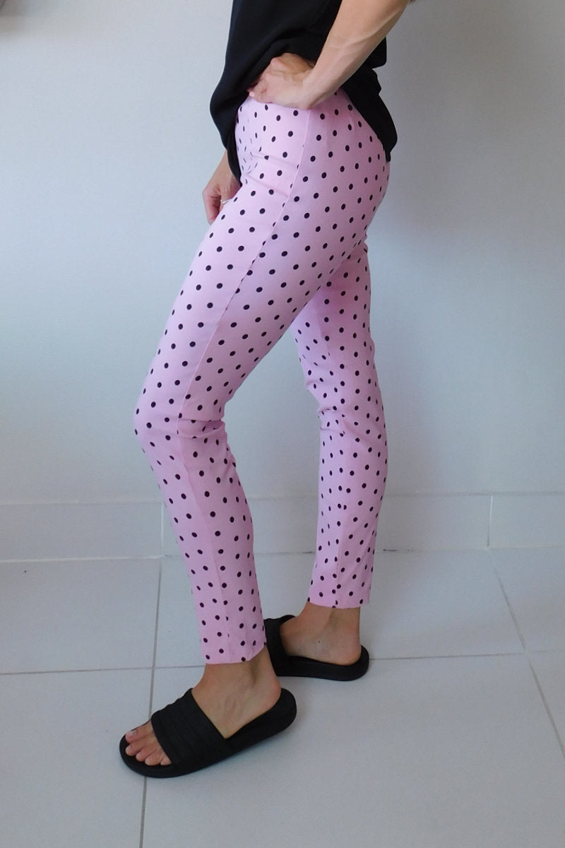 Pink Polka Dot Stretch Trouser