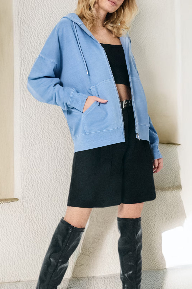 Ex-Sinsay Blue Zip Front Hoodie