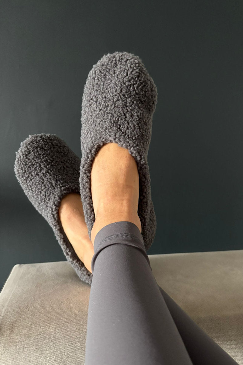 Ex-Store Memory Foam Grey Fleece Slipper Socks