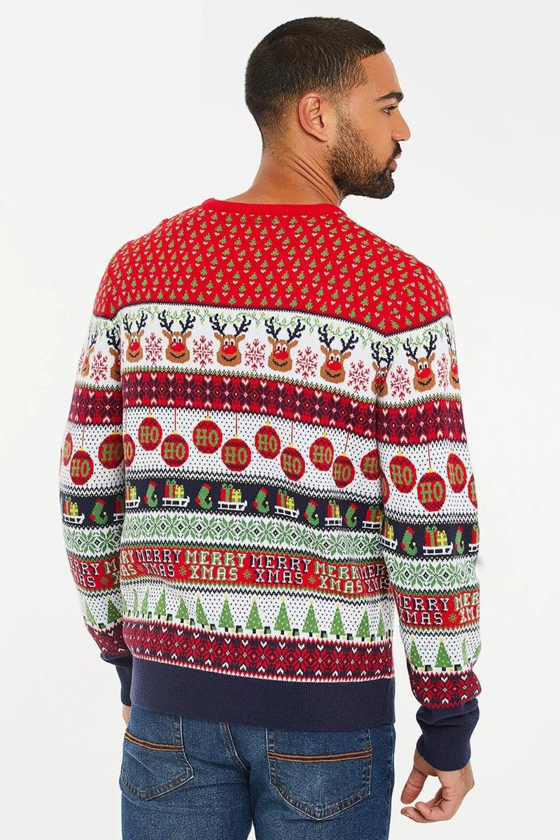 Mens Ex-Threadbare Reindeer Jumper