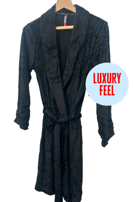 Ladies Luxury Velour Black Robe by Vince Camuto