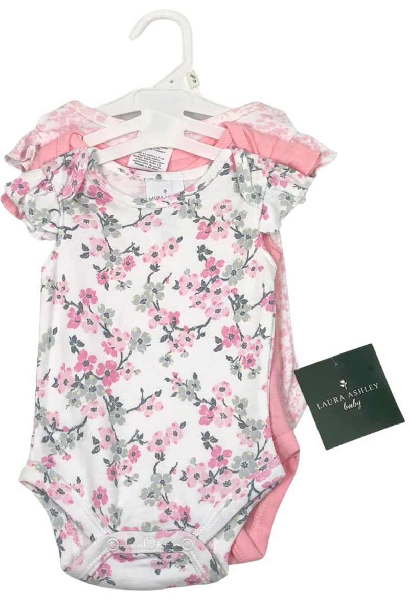 Laura Ashley Pink Pretty Baby Pack 3 Bodysuits/Vests