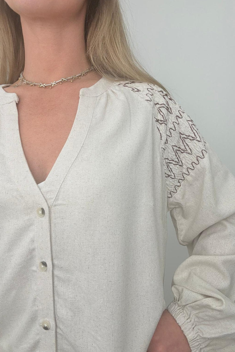 Ex Nutmeg Zigzag Stone Blouse