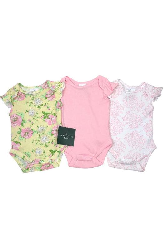 Laura Ashley Lemon Pretty Baby Pack 3 Bodysuits/Vests