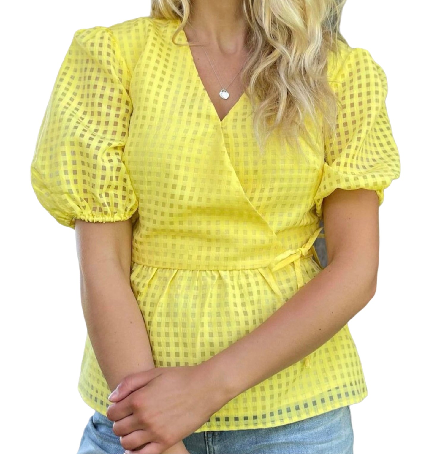 Ladies Yellow Peplum Blouse